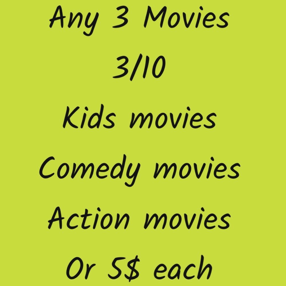 3/12 movies pick any 3 for 12 dollars